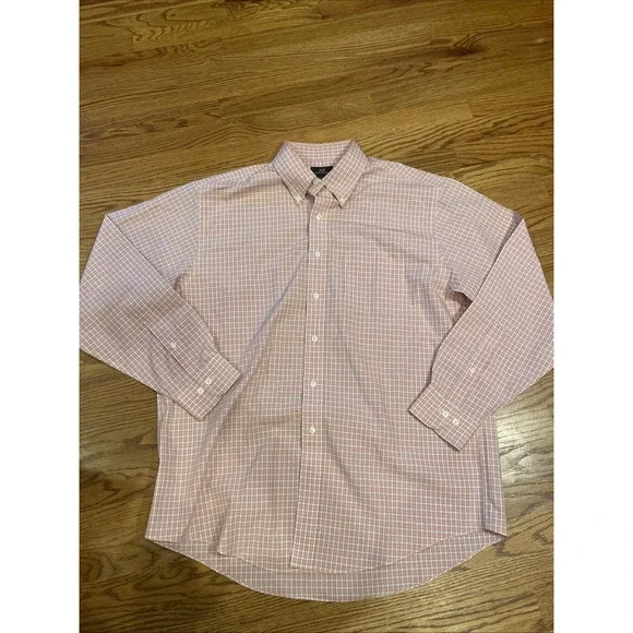 Brooks Brothers 346 Men's Button Up Shirt Non-Iron Red Plaid Size Large - Picture 2 of 8